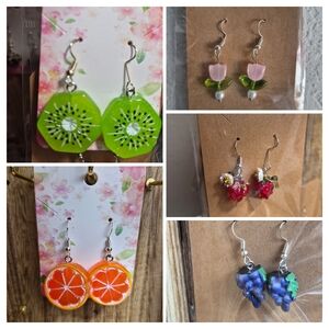 Colorful Fruit and Floral Earrings Set